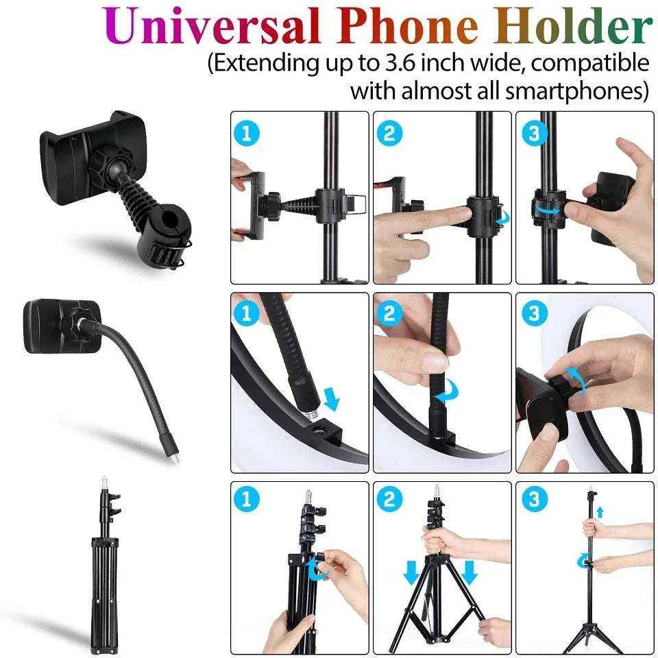 Ringlicht 2025: 12in 30cm Selfie RGB Tripod - Phone Stand Photography LED Makeup Collection