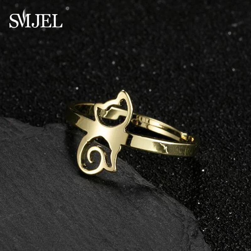 New Punk Geometric Ring for Men Women Exaggerated Stainless Steel Jewelry Opening Adjustable Ring Anillo Hombre Bijoux 2021 Gift