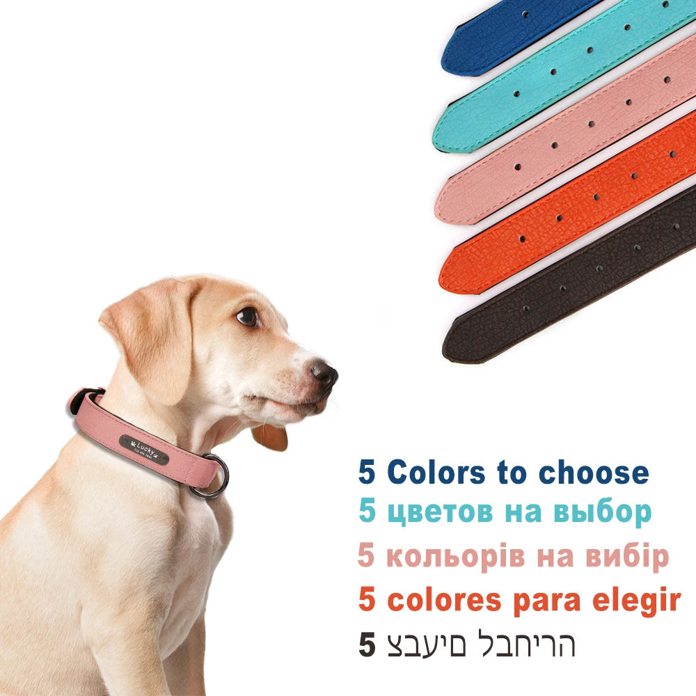 Anpassen Luxus Große Kleine Big Hund Halsband Leder Personalisiert, Breit Leder Personalisiert Halsband für Hunde Name Graviert