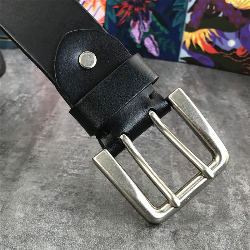 Herren Ledergürtel 2025 - Super Wide 4.2CM Luxury Thick Genuine Leather Double Buckle