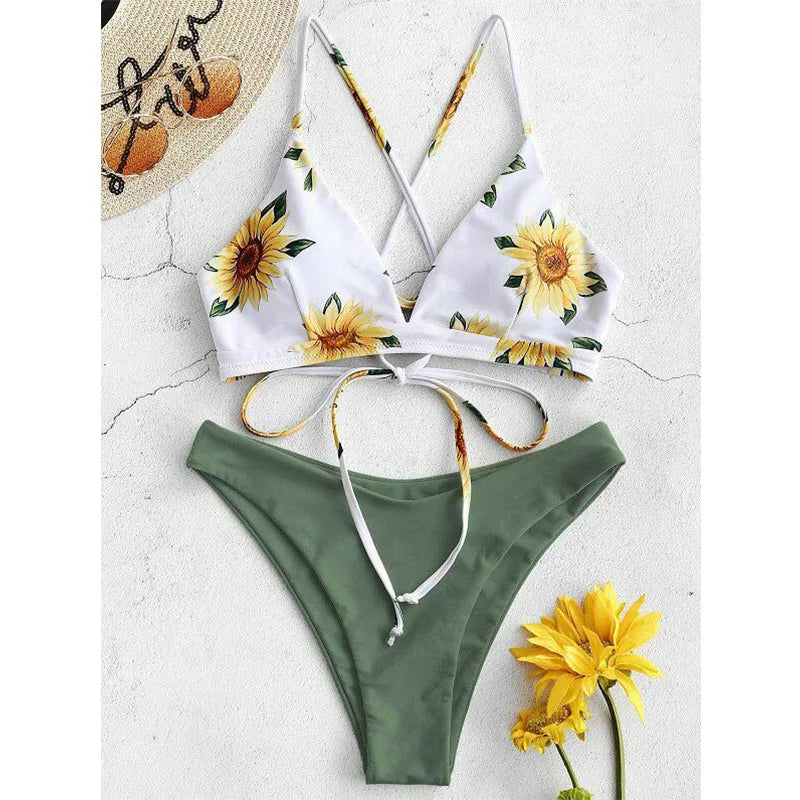 Damen Bikini Set - Sonnenblumen-Druck Schwimwear für Frauen Premium Beach Fashion