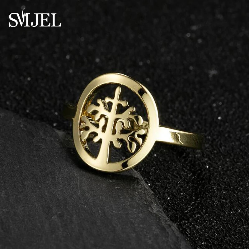 New Punk Geometric Ring for Men Women Exaggerated Stainless Steel Jewelry Opening Adjustable Ring Anillo Hombre Bijoux 2021 Gift