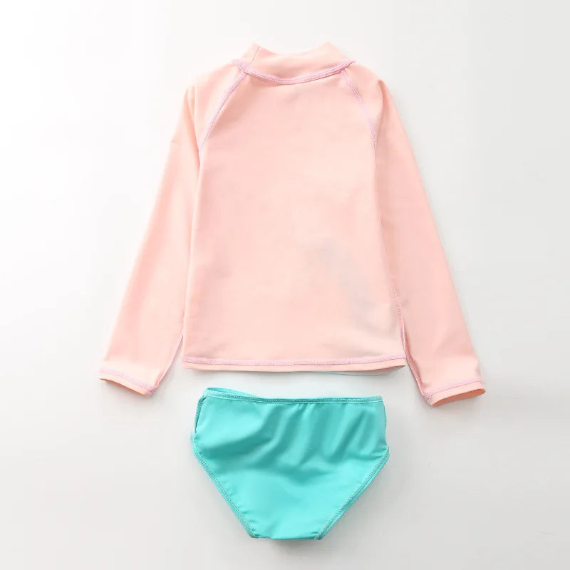 Kinder-Badeanzug 2025: KLEINE KINDER Einhorn Rash Guards Langarm - Zweiteilige Kinder Schwimmkleidung Strand Baby Mädchen UV-Schutz
