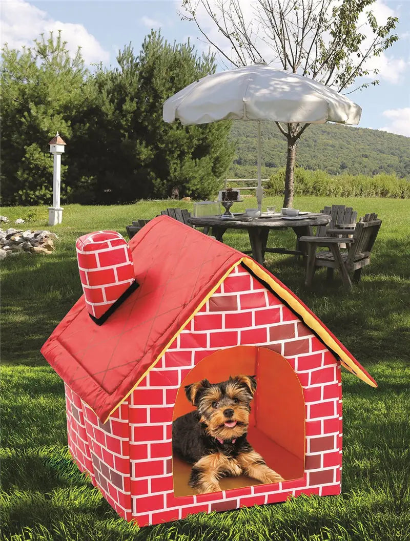 Katze Welpe Home Tragbar 2025 - Rote Ziegel Haustier Hunde Haus - Warm Gemütlich Katzen Bett Hunde Zwinger Abnehmbar Travel House