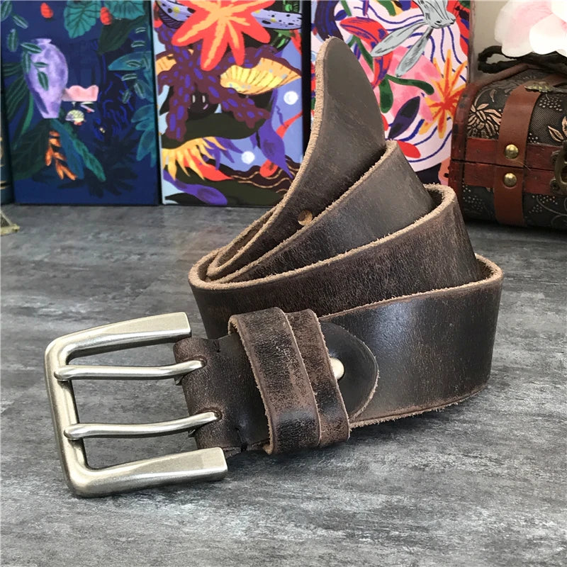 Herren Ledergürtel 2025 - Super Wide 4.2CM Luxury Thick Genuine Leather Double Buckle