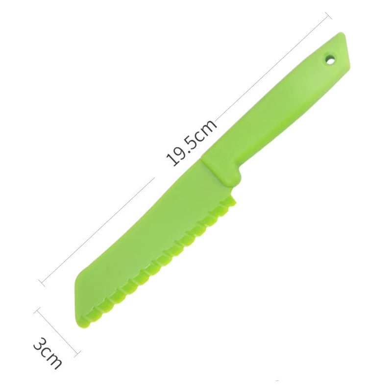 Kid Plastic Kitchen Knife Set Children's Safe Cooking Chef Nylon Knives For Fruit Bread Cake Salad Lettuce Knife