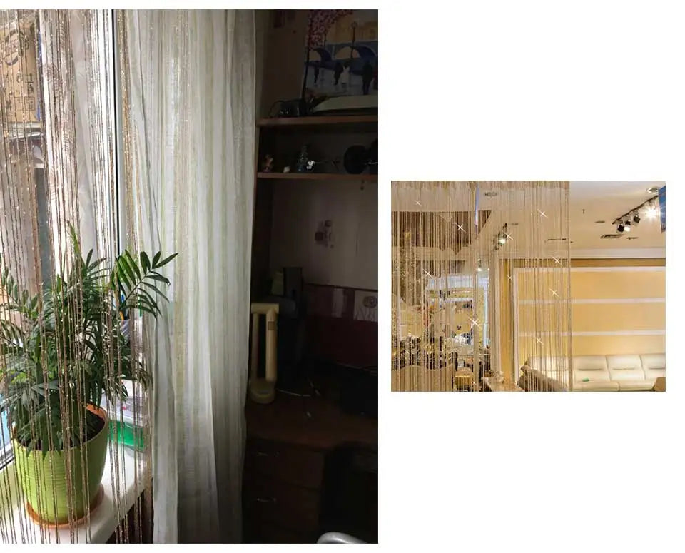 FadenVorhang Schnur glänzende Quaste - 300x290 cm, 1 Panel