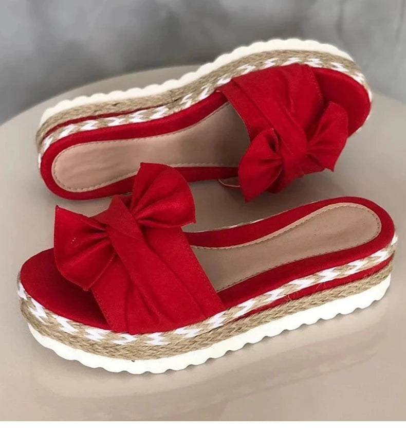 Slippers Women Sandals Platform Sandals Shoes Women Bow 2022 Summer Sandals Slipper Indoor Outdoor Flip-flops Beach Shoes Female