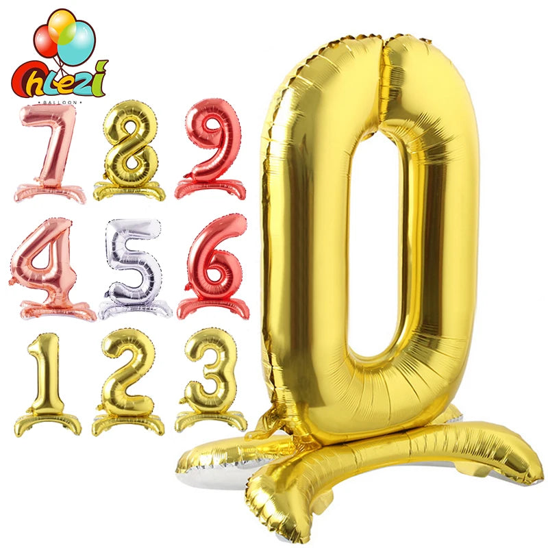 Neue Ankunft 32 Zoll Stand Zahlen Folienballons Rosegold Silber Rot Ballon Hochzeit Geburtstag Party Dekorationen Kinder Spielzeug Shower
