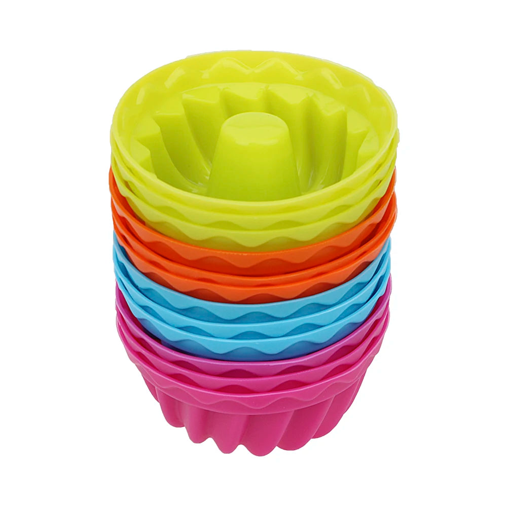HILIFE Silicone Pudding Cupcake Muffin Donut Mold Non-Stick Baking Jelly Mould 12pcs/set Thread Shape