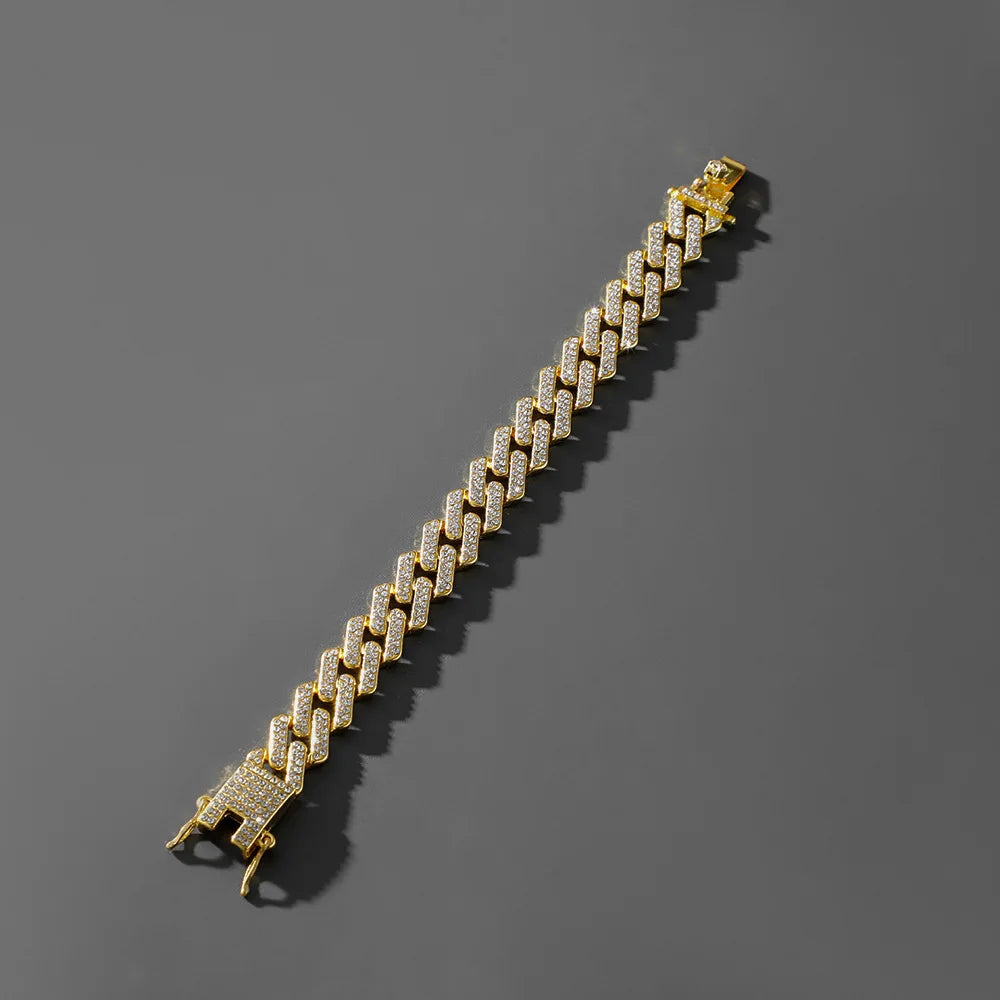 Luxus Mode Punk Strass Armband Für Frauen Männer Hiphop Cuban Link Armbänder Einfach Design Golden Silber Farbe Schmuck Geschenk