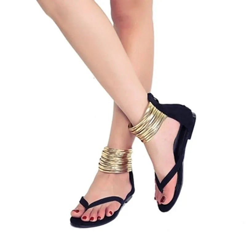 XXCZDOU Sandalen Flachkomfort - Reißverschluss Größe 43 Blau