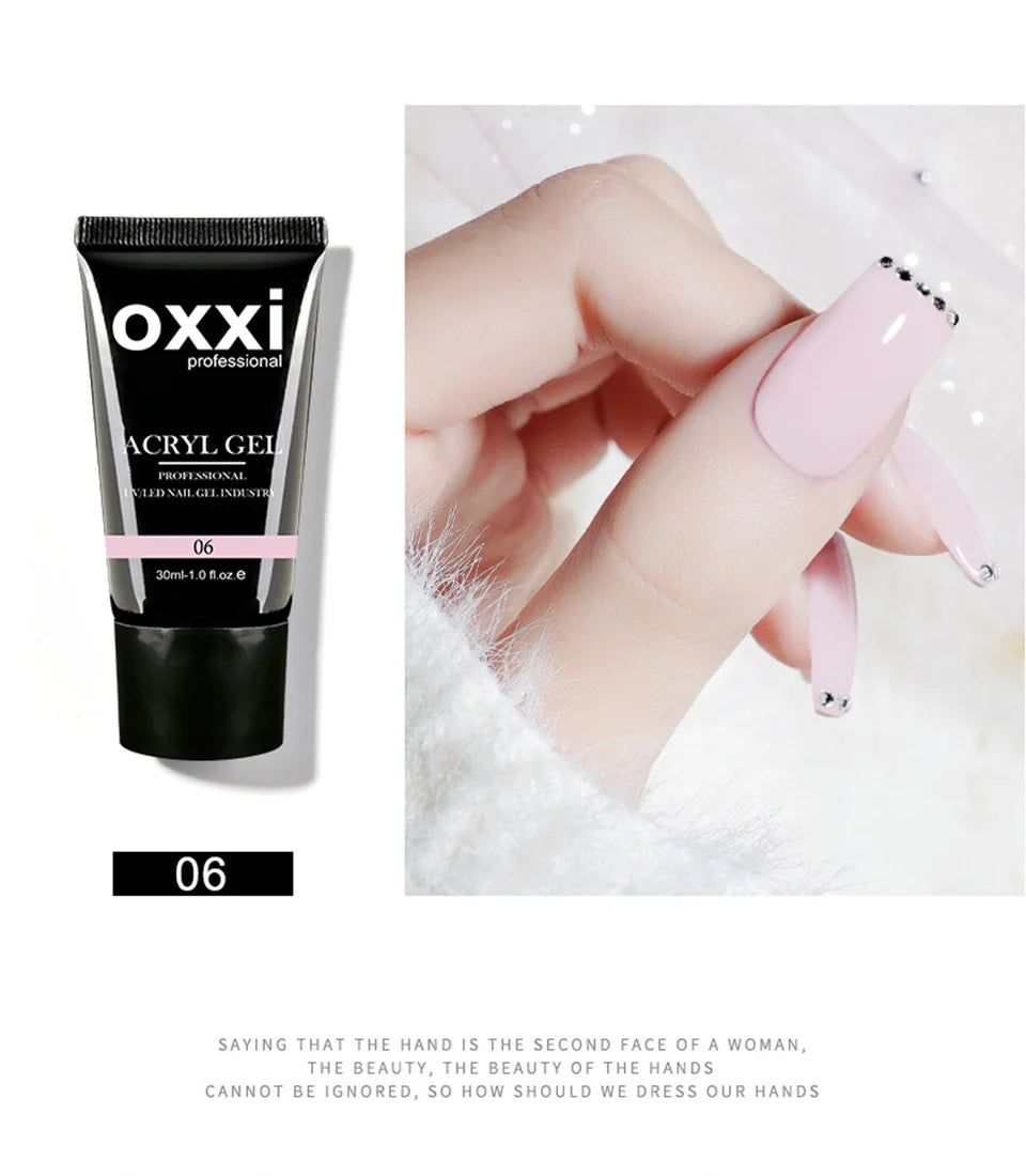 OXXI 30ml Acryl Gel Semi-permanent Poly Nail Gel Manicure Quick Easy Gel for Extension uv led Builder Varnish Acrylic Gellac New