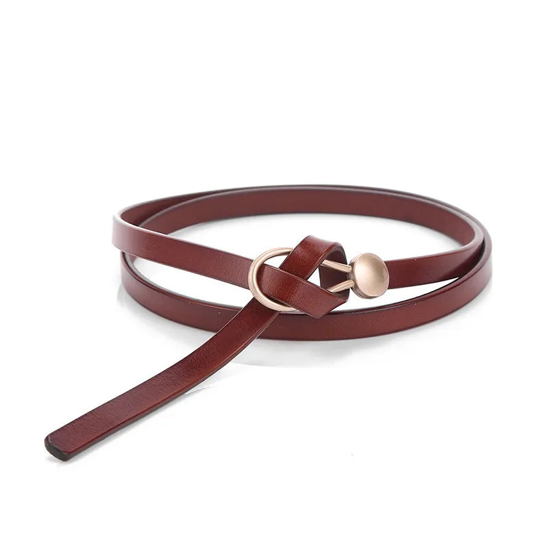 Designer Belts For Women Genuine Leather Knot Dress Belt Long Thin Waistband Gold Buckle Black Ceinture Femme Easy Cummerbunds