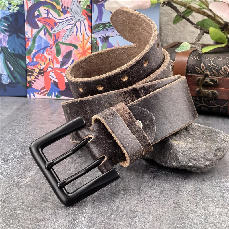 Herren Ledergürtel 2025 - Super Wide 4.2CM Luxury Thick Genuine Leather Double Buckle