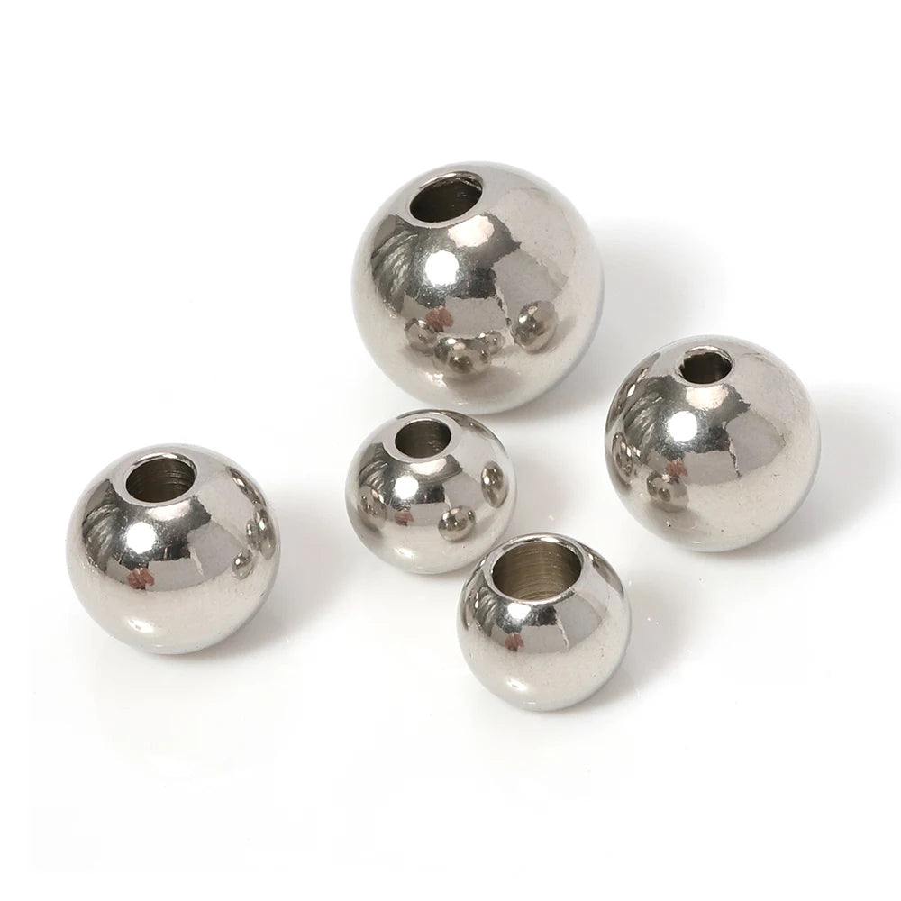 PerlenPro 3-10mm Edelstahlperlen - 100 Stk Loch1,2-5mm