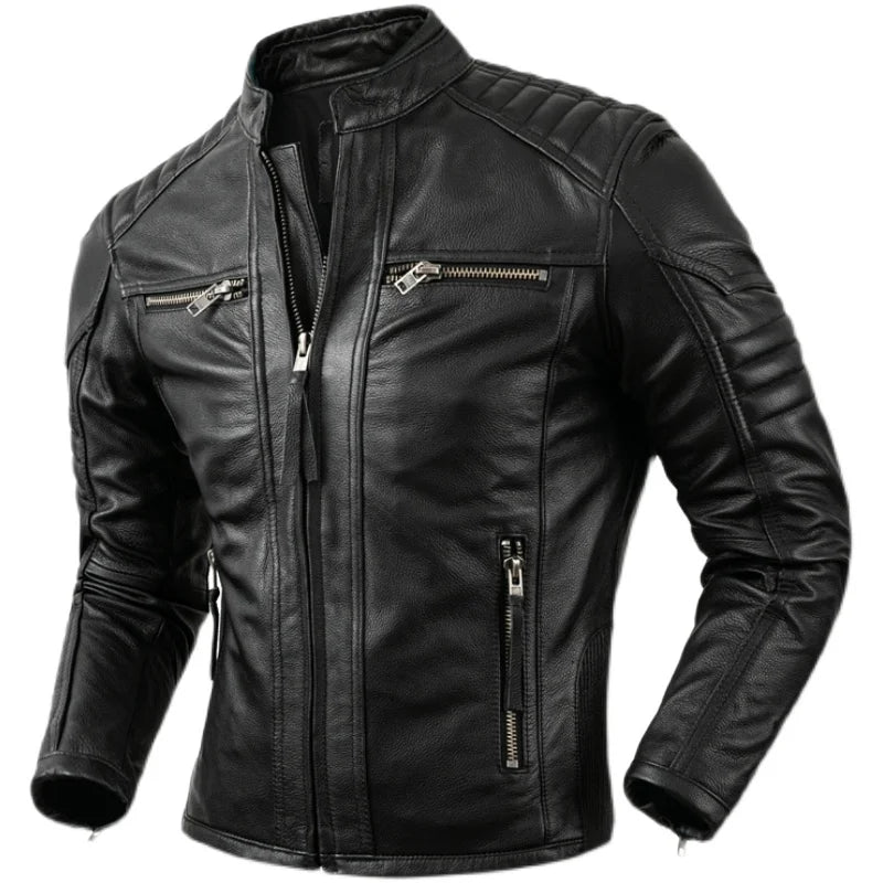 BikerX Milano Lederjacke Vintage Biker - Rindsleder L