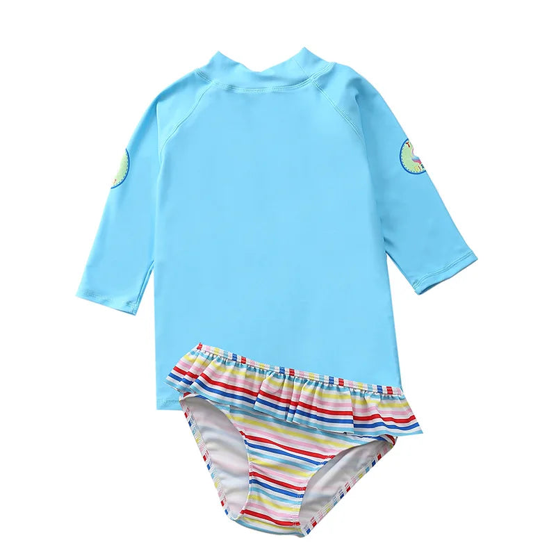 Kinder-Badeanzug 2025: KLEINE KINDER Einhorn Rash Guards Langarm - Zweiteilige Kinder Schwimmkleidung Strand Baby Mädchen UV-Schutz
