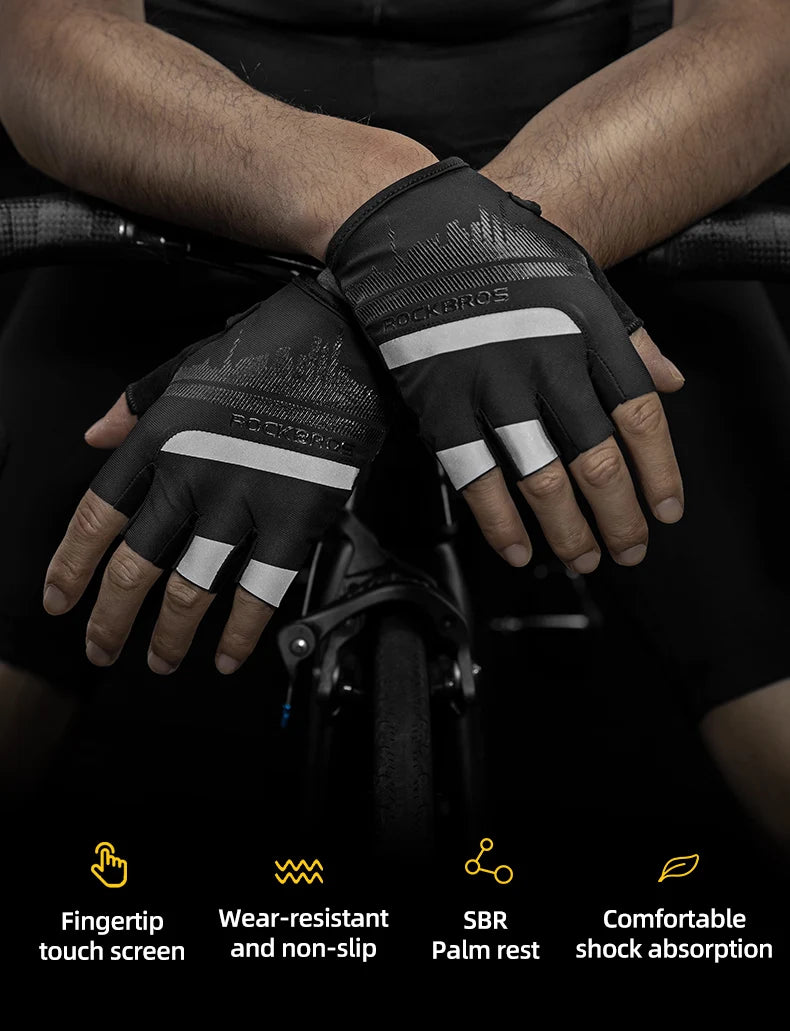 ROCKBROS Radfahrrhandschuhe Halbfinger Schockresistent Abriebfest Atmungsaktiv MTB Straßenfahrrad Handschuhe Männer Frauen Sportfahrrad Ausrüstung