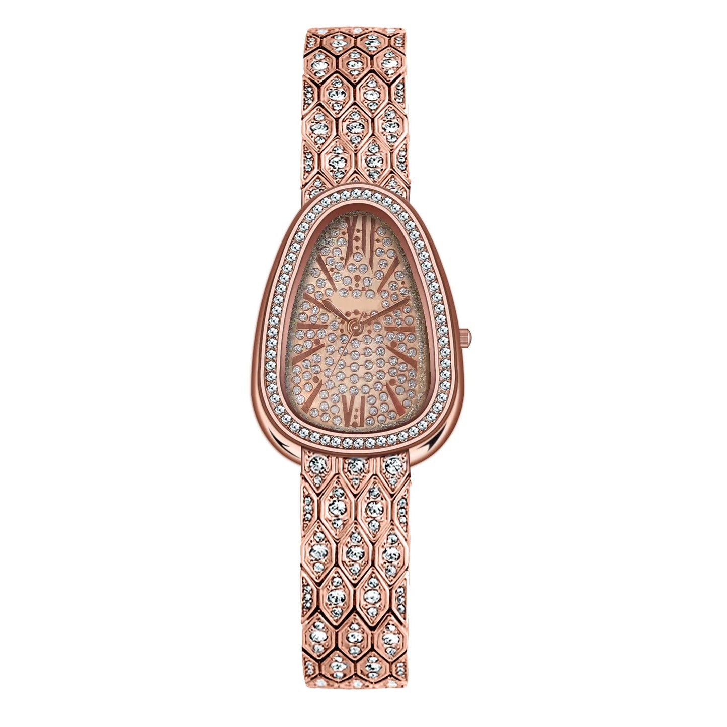 Schlangen Armband Uhr 2025 - Frauen Roségold Stahl Strass Damen - Luxus Armbanduhren Fashion Geschenk Uhr Female Relogio Feminino