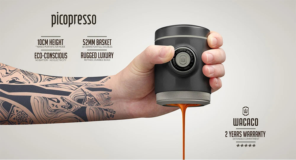 WACACO Picopresso Portable Espresso Maker, Specialty Coffee Machine, 18 Bar Pressure Travel Coffee,  Gift, New Year