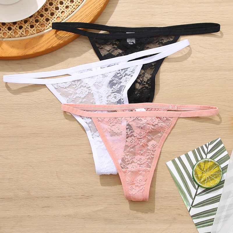 ZhejiangChoice Spitzen-Set Damen G-String - 3er Low Waist
