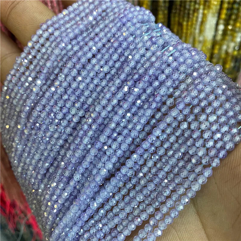 Mărgele de zirconiu Vinswet fațetate - 2-4 mm, 36-38 cm, 3-10 g