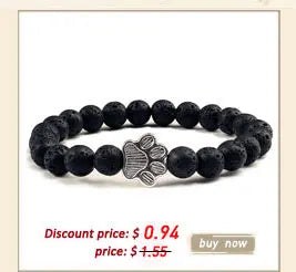 Reliatonny Natürlich Matt Schwarz Lava Vulkanstein 2025: Pfoten Druck Armband Homme Femme - Haustier Gedenkstätte Katze Hund Liebhaber Schmuck Unisex Strand