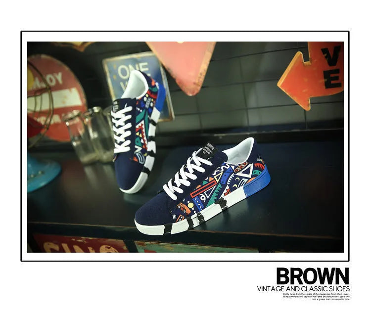 Men Sneakers Casual Shoes Men Lovers Printing Fashion Flat Tenis Masculino Vulcanized Shoes Zapatos De Hombre