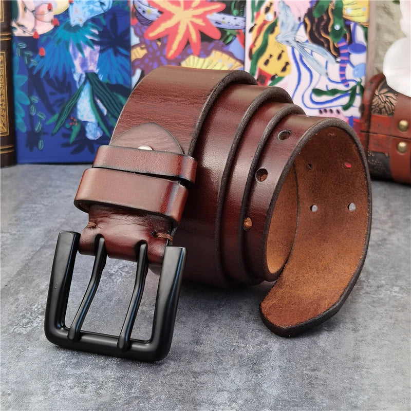 Herren Ledergürtel 2025 - Super Wide 4.2CM Luxury Thick Genuine Leather Double Buckle