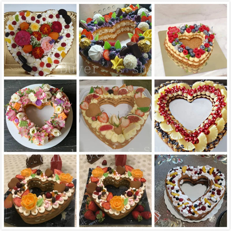 Heart Shape Cake Mold PET Plastic Cake Decorating Tools Confeitaria Maker Useful Baking Accessories 6/8/10/12/14inch