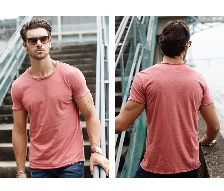 AIOPESON T-Shirt Casual Leicht - 100% Baumwolle Kurzarm