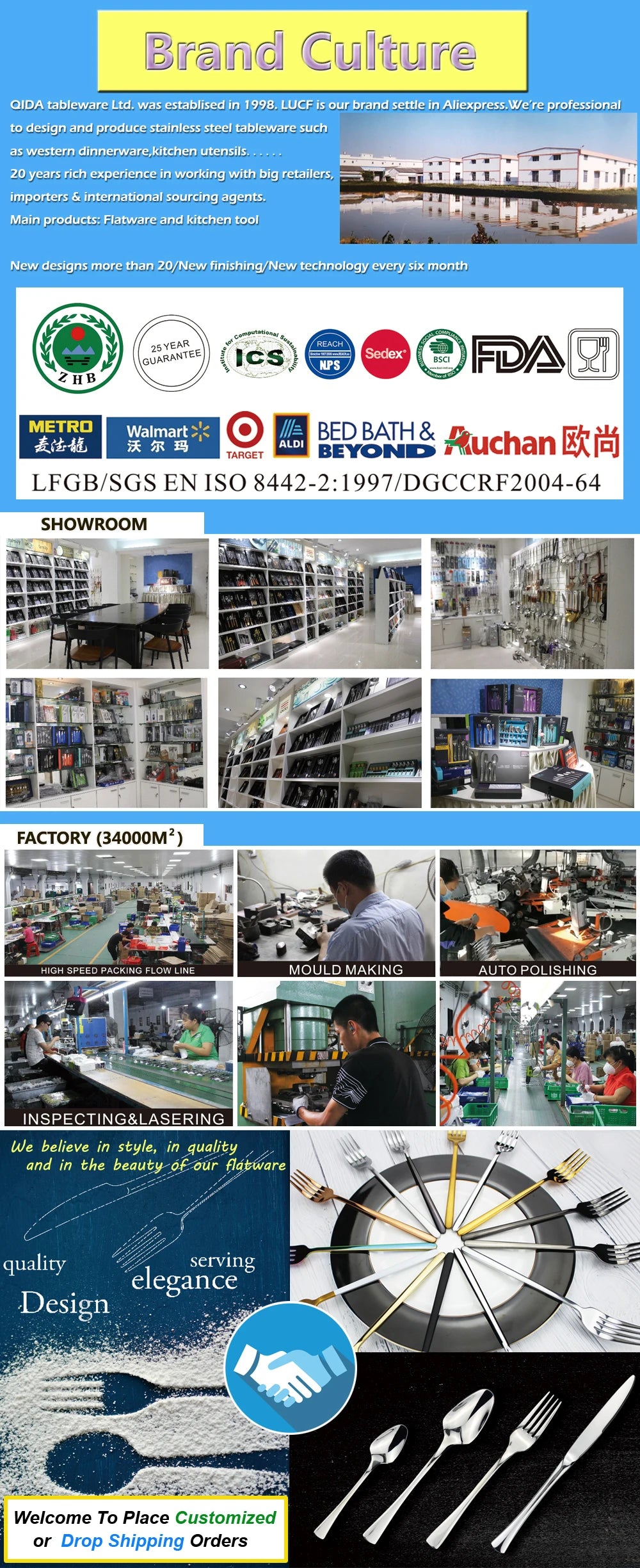 LUCF Royal Luxury 2025 - Gewebtes Muster Griff Spiegel Edelstahl Geschirr - Elegantes Besteck Delikates Tafelgeschirr Küche Hotel