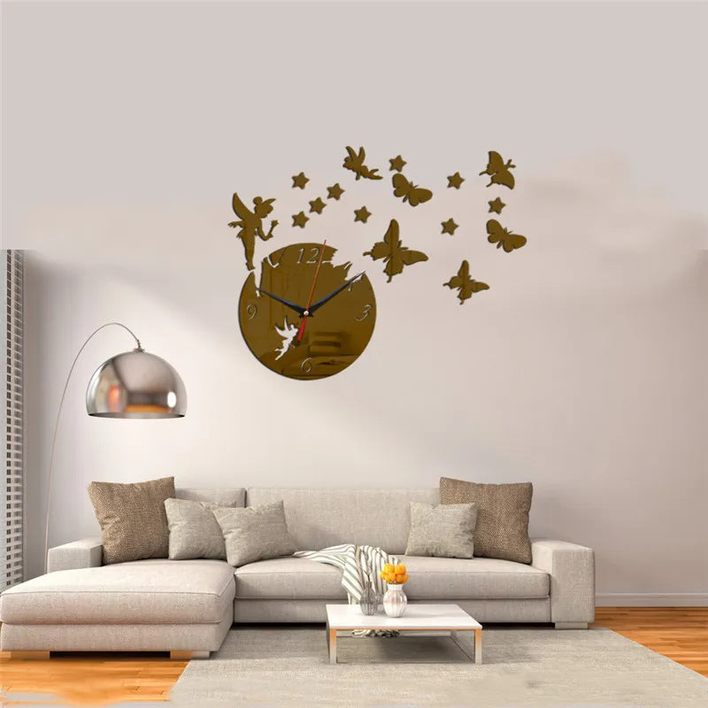 Color Acryl Spiegeluhr Modern 3D DIY - 20 Cm Leise Wohnen