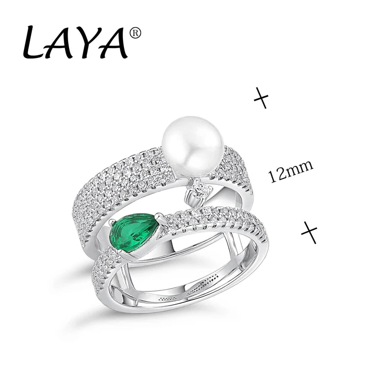 Inel cu perle LAYA Jewelry R29189 - Argint 925 7,48g Verde