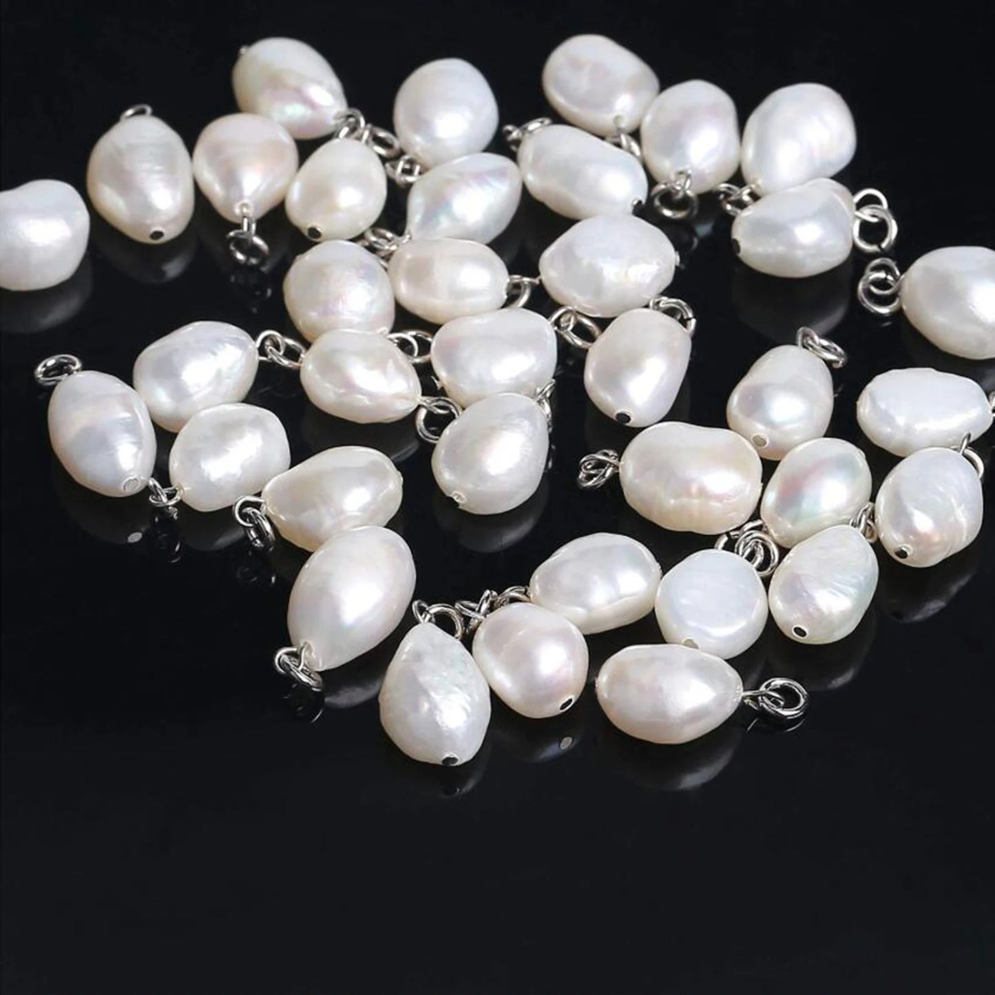 Charms QYX-008 Natürliche Perlen - 10 Stk Edelstahl