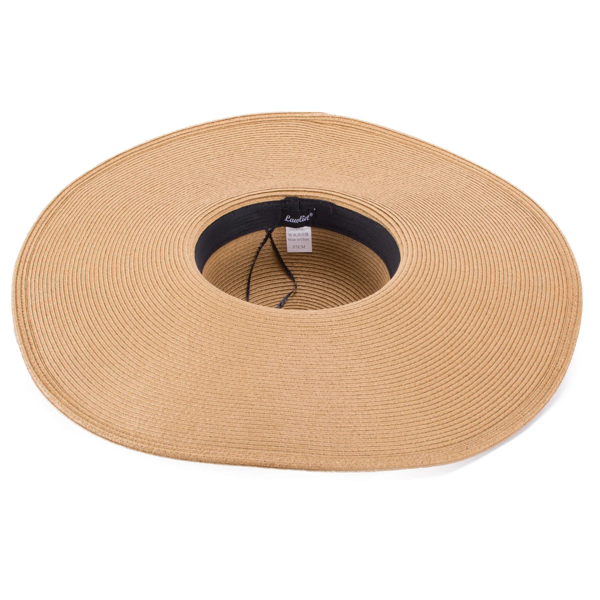 Lawliet 7.1''/18cm Faltbar Übergroß Riesig Breite Krempe Sonne Strand Stroh Hüte Hochzeit Damen Floppy Party Elegant A330