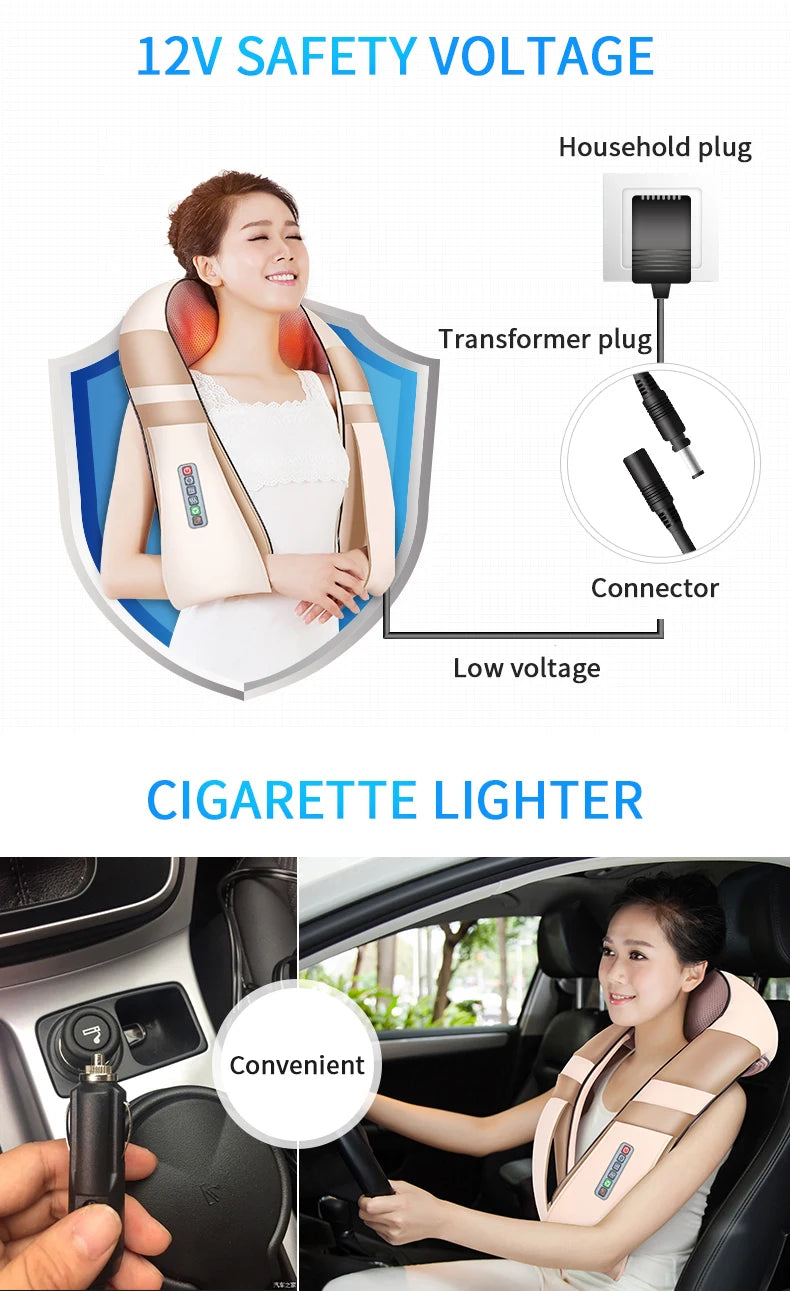 JinKaiRui U Form Elektrisch Shiatsu Körper Schulter Nacken Massagegerät Rücken Infrarot 4D Knetmassage Auto Heim Bestes Geschenk Gesundheitspflege