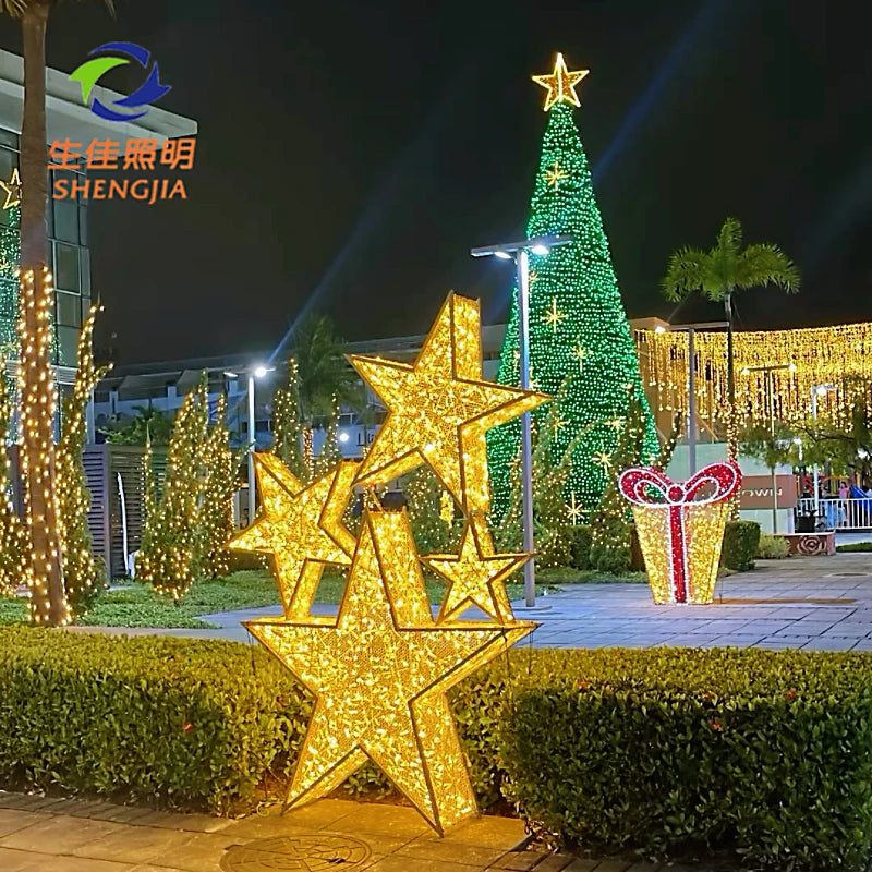 Hot Sale New Year's Day Christmas Wedding Party Outdoor Indoor IP65 Waterproof Energy Saving 3D LED Multi-color Huge Star Motif