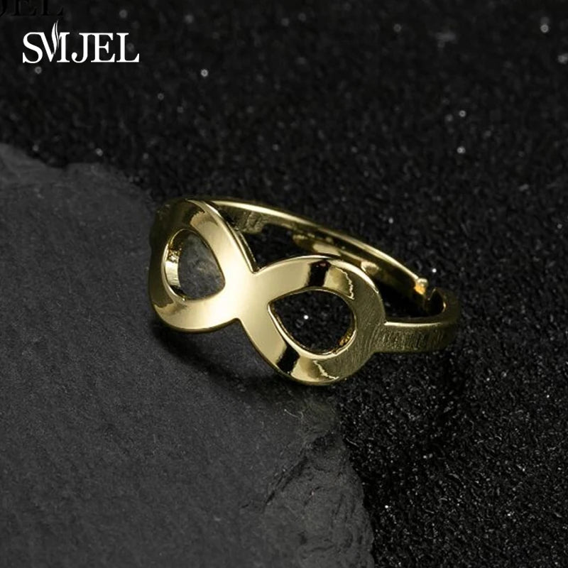 New Punk Geometric Ring for Men Women Exaggerated Stainless Steel Jewelry Opening Adjustable Ring Anillo Hombre Bijoux 2021 Gift
