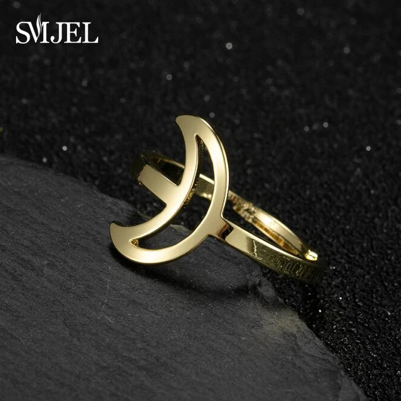 New Punk Geometric Ring for Men Women Exaggerated Stainless Steel Jewelry Opening Adjustable Ring Anillo Hombre Bijoux 2021 Gift