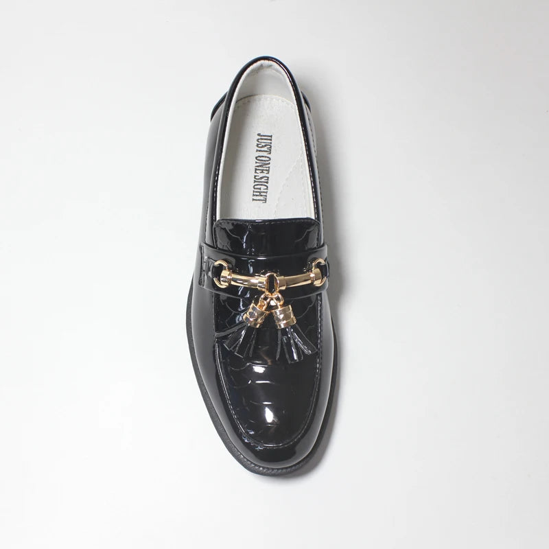 Neu Jungen Schuhe Rund Zehe 2025 - Quasten Casual Slip On Loafers Kinder - Smart Spanisch Page Boy Hochzeit Dress Formal Weich Gummi Sohle Flats