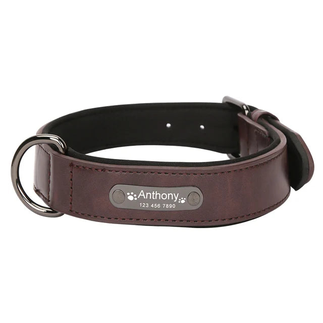 Anpassen Luxus Große Kleine Big Hund Halsband Leder Personalisiert, Breit Leder Personalisiert Halsband für Hunde Name Graviert