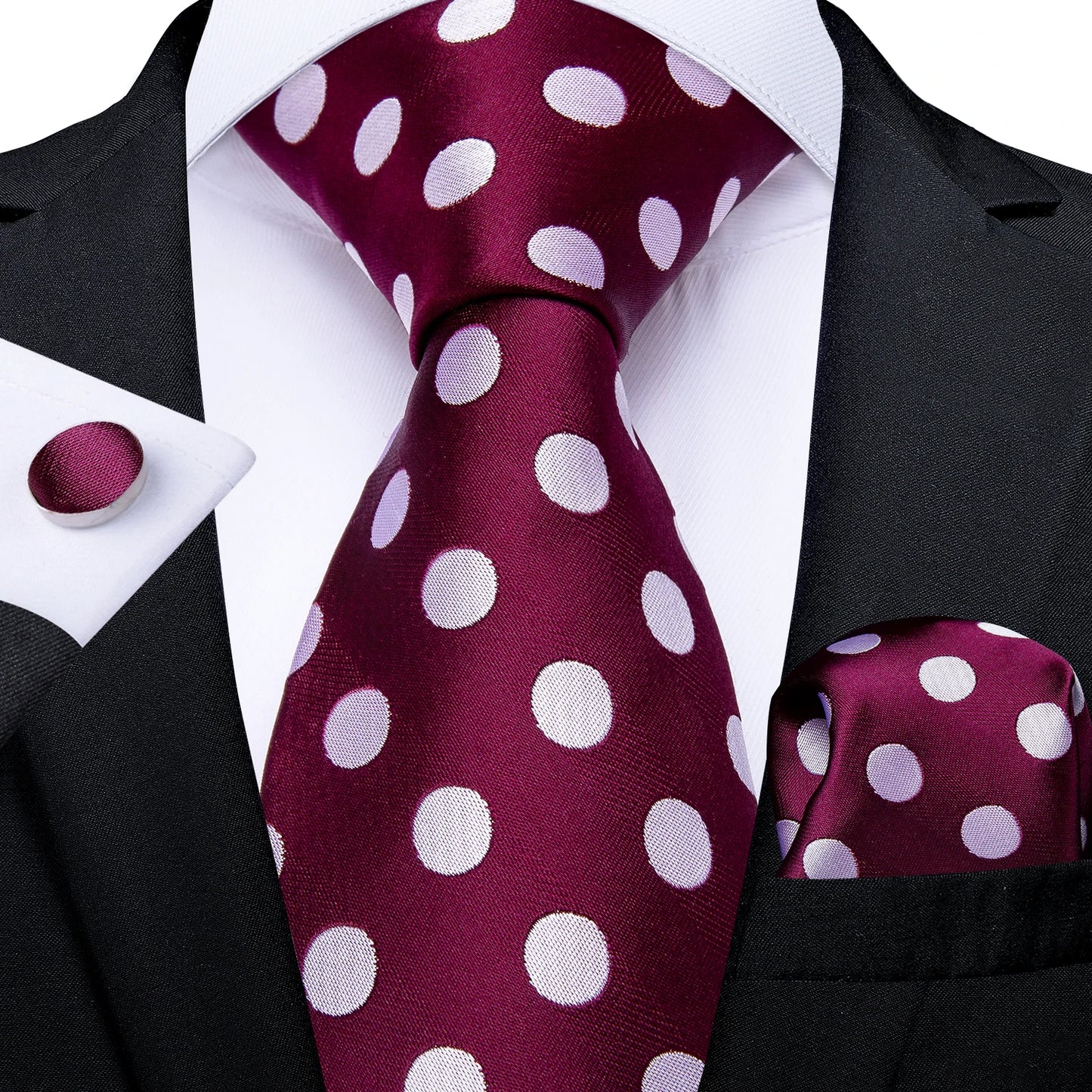 Purple Plaid Dot Men's Ties Pocket Square Cufflinks Business Wedding Accessoires Neck Tie Gift For Men Cravat Silk Tie DiBanGu
