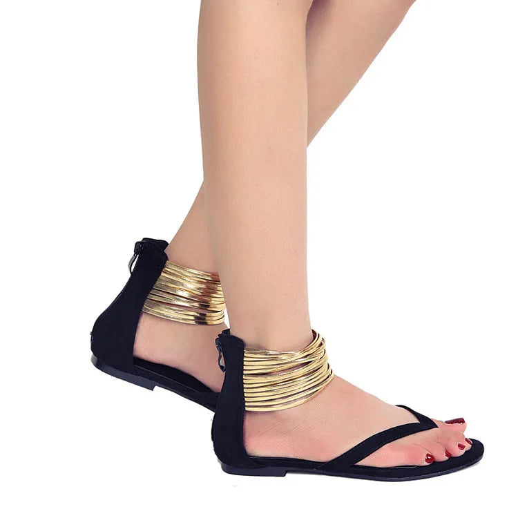XXCZDOU Sandalen Flachkomfort - Reißverschluss Größe 43 Blau
