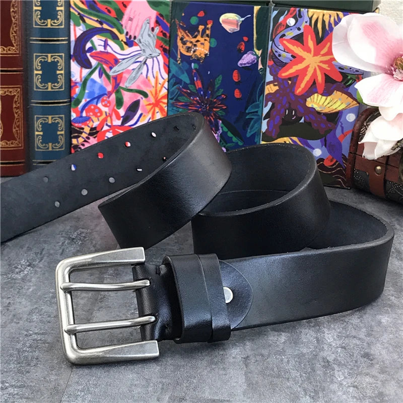 Herren Ledergürtel 2025 - Super Wide 4.2CM Luxury Thick Genuine Leather Double Buckle