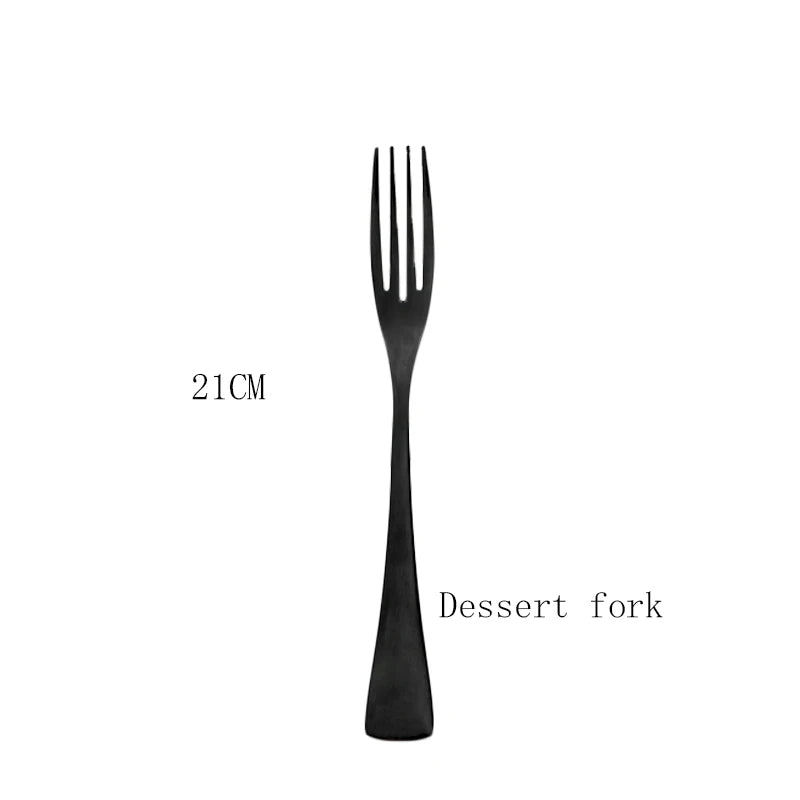 Tafelgeschirr Set Edelstahl 2025 - Küche Besteck Set Schwarz Steak Messer - Dessert Löffel Besteck Gabel Tafelgeschirr Zubehör