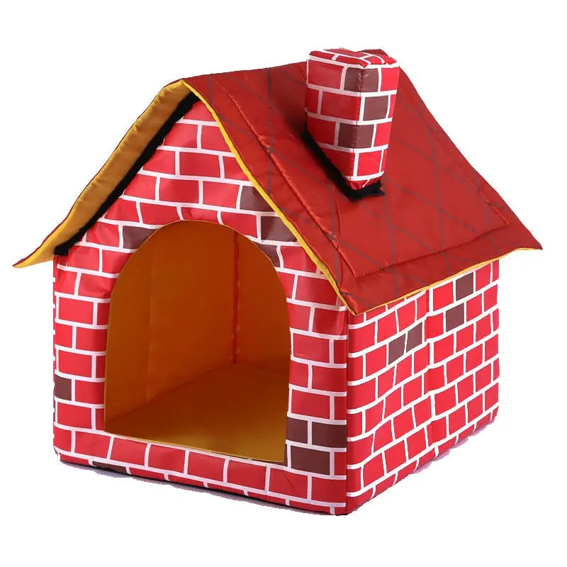 Katze Welpe Home Tragbar 2025 - Rote Ziegel Haustier Hunde Haus - Warm Gemütlich Katzen Bett Hunde Zwinger Abnehmbar Travel House