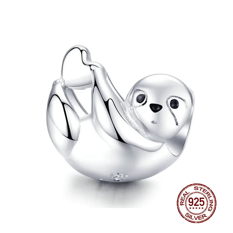 WOSTU 925 Sterling Silber Anhänger 2025: Frauen Junge Mädchen Haustier Kamera Biene AAA Cubic Zirkonia - Kaffee Marienkäfer Perlen DIY Original Armband 1.9g