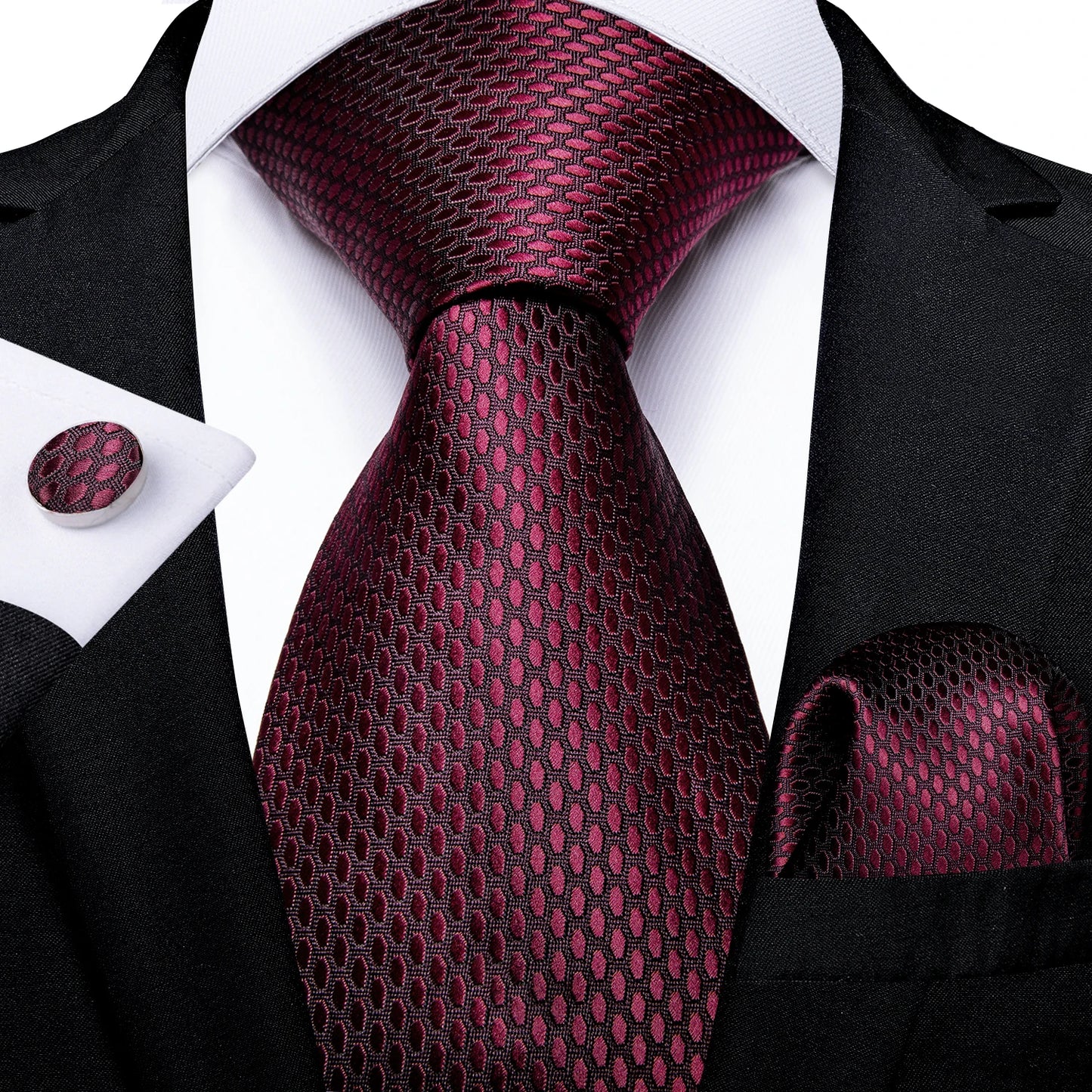 Purple Plaid Dot Men's Ties Pocket Square Cufflinks Business Wedding Accessoires Neck Tie Gift For Men Cravat Silk Tie DiBanGu